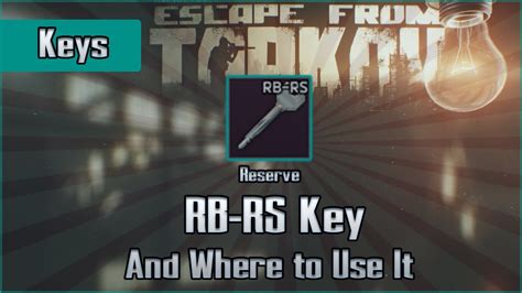 The RB-GN key (RB-GN) is a Key in Escape from Tarkov. A key to the Federal State Reserve Agency base Airspace Control Center bunker generator room. In Jackets In Drawers Pockets and bags of Scavs Basement level of the Airspace Control Center (king) on Reserve. (Highlighted in green) Two Toolboxes Possible spawn of FP-100 filter absorber Possible spawn of 6-STEN-140-M military battery Possible ... 